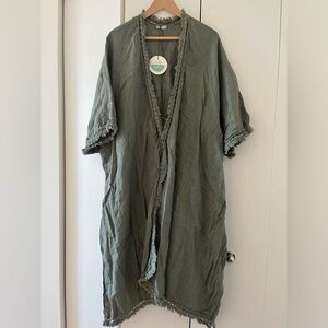 100% linen beach kimono